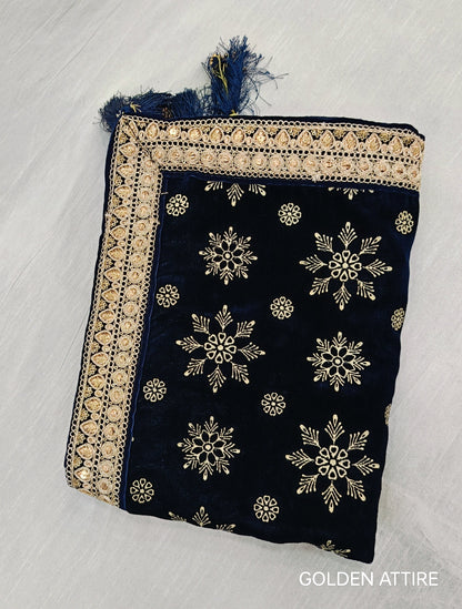 Navy Blue Groom Shawl: Indian Wedding Sherwani Dupatta