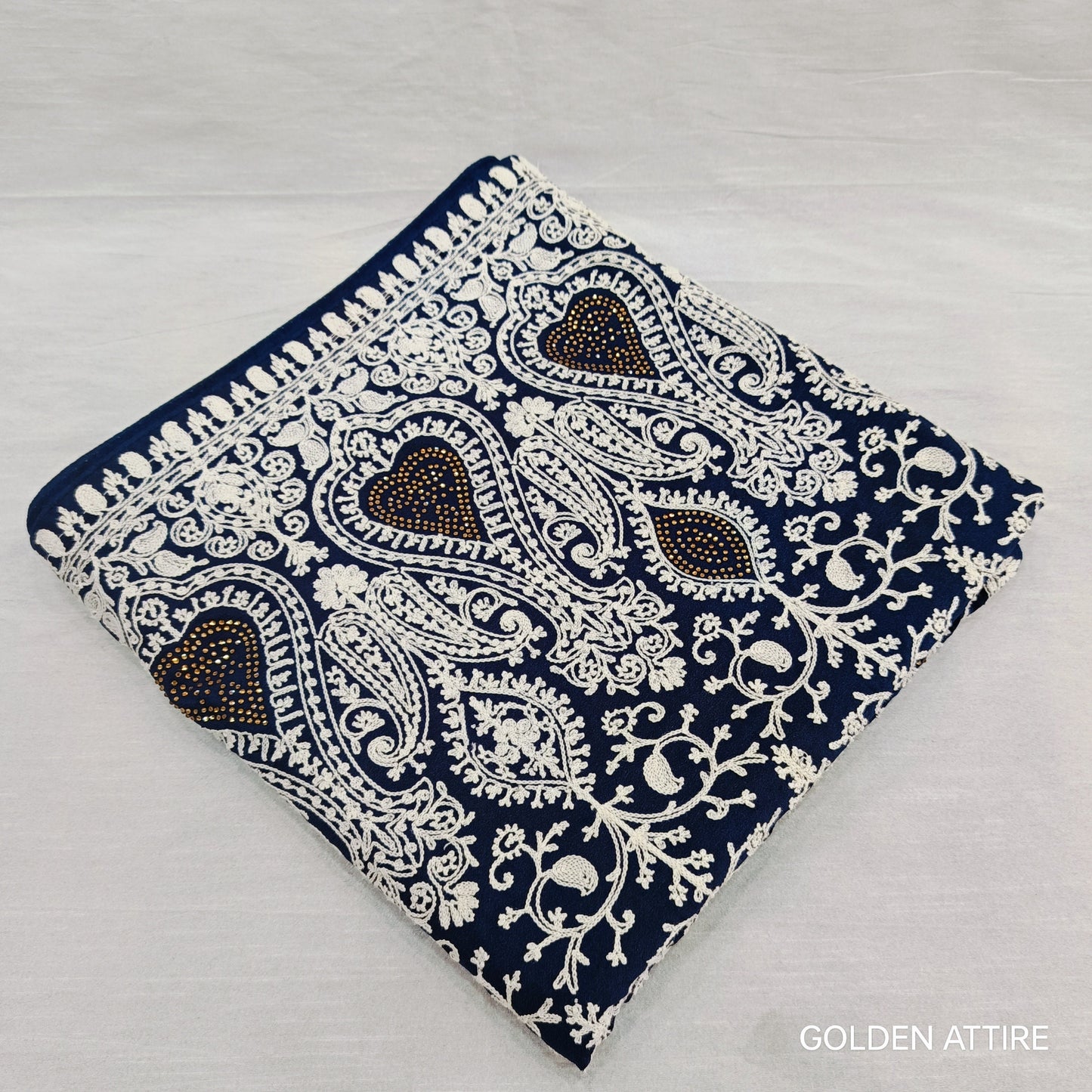 Navy Blue Groom Shawl: Embroidered Indian Wedding Dupatta