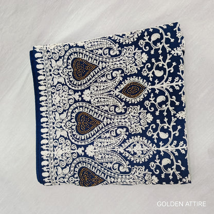 Navy Blue Groom Shawl: Embroidered Indian Wedding Dupatta
