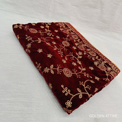 Embroidered Velvet Shawl: Indian Wedding Sherwani Dupatta
