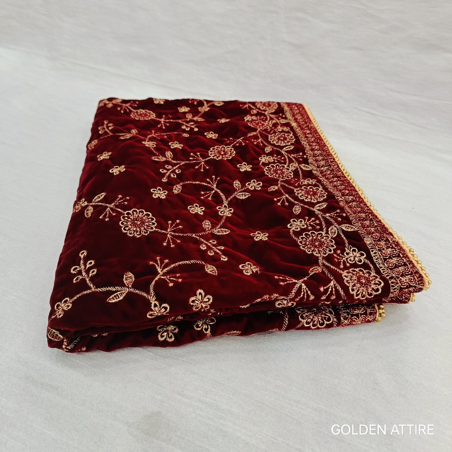 Embroidered Velvet Shawl: Indian Wedding Sherwani Dupatta