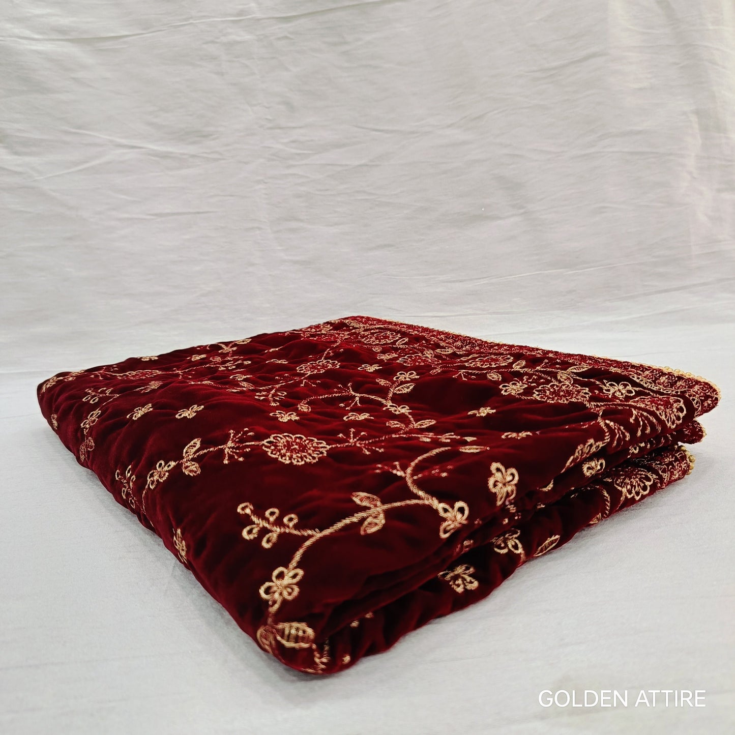 Embroidered Velvet Shawl: Indian Wedding Sherwani Dupatta