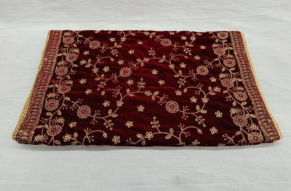 Embroidered Velvet Shawl: Indian Wedding Sherwani Dupatta