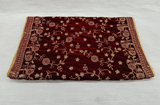Embroidered Velvet Shawl: Indian Wedding Sherwani Dupatta