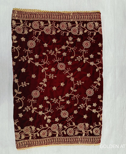 Embroidered Velvet Shawl: Indian Wedding Sherwani Dupatta