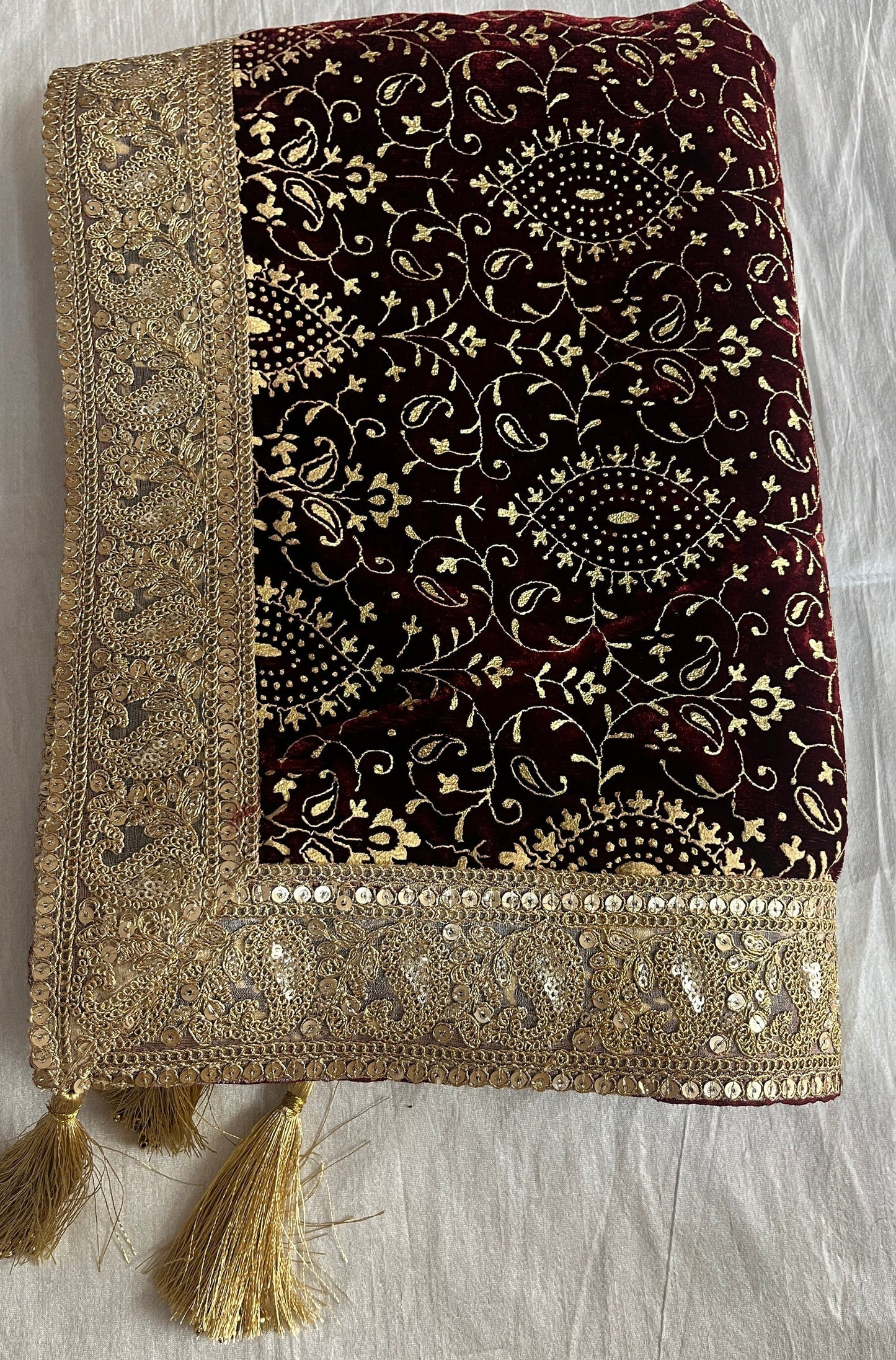 Maroon Sherwani Shawl: Indian Wedding Groom Stole