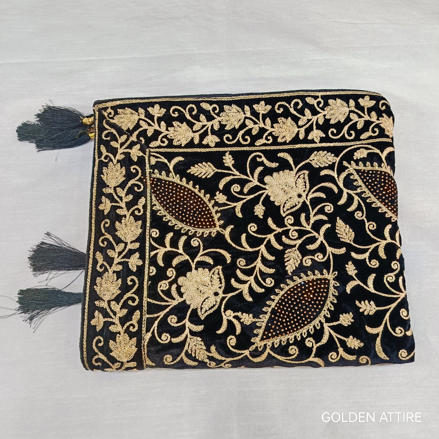 Black Velvet Groom Shawl: Embroidered Indian Wedding Stole