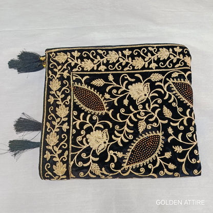 Black Velvet Groom Shawl: Embroidered Indian Wedding Stole