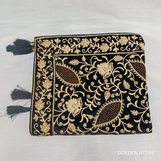 Black Velvet Groom Shawl: Embroidered Indian Wedding Stole