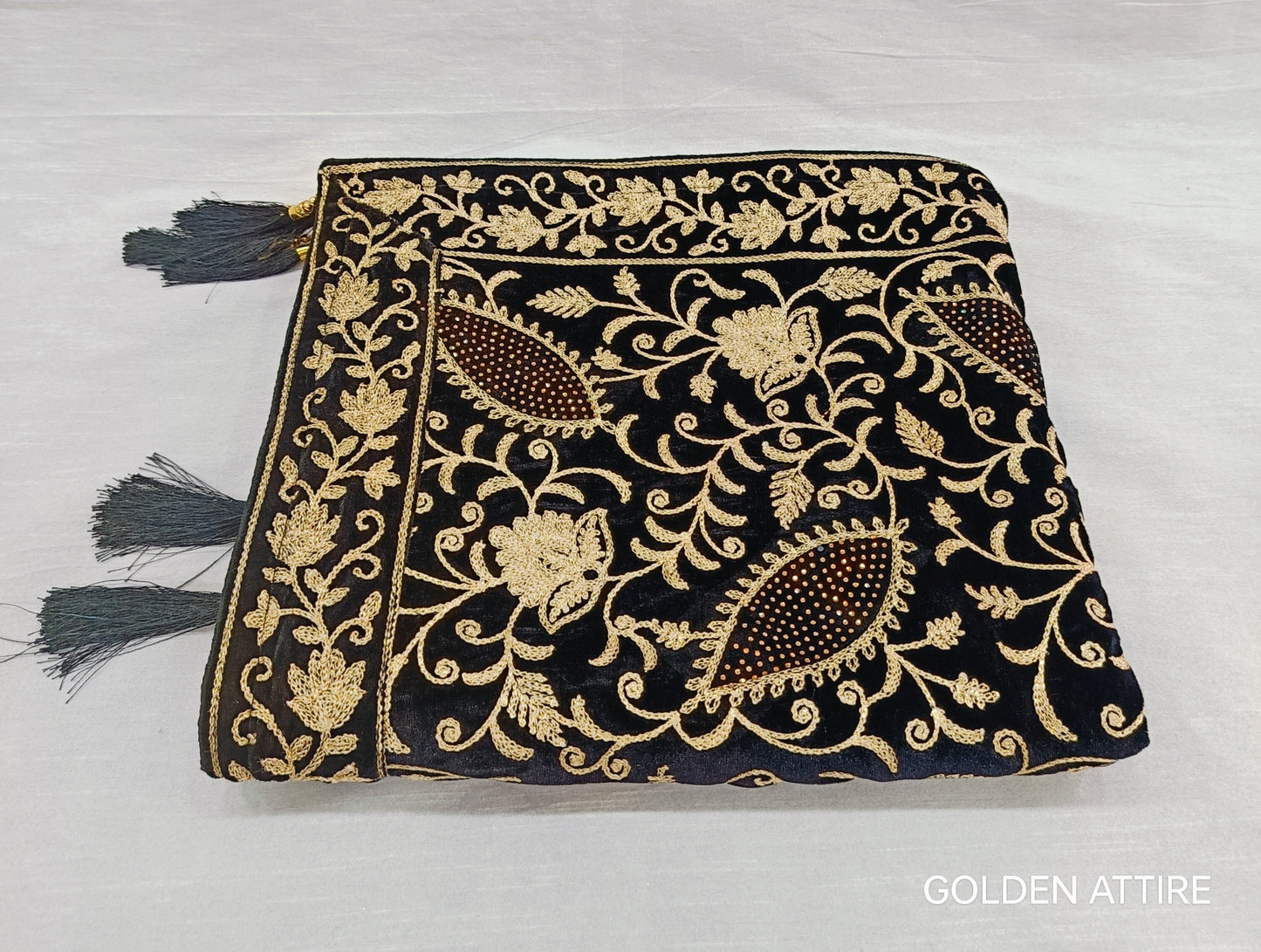 Black Velvet Groom Shawl: Embroidered Indian Wedding Stole