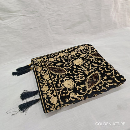 Black Velvet Groom Shawl: Embroidered Indian Wedding Stole