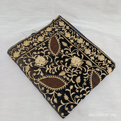 Black Velvet Groom Shawl: Embroidered Indian Wedding Stole