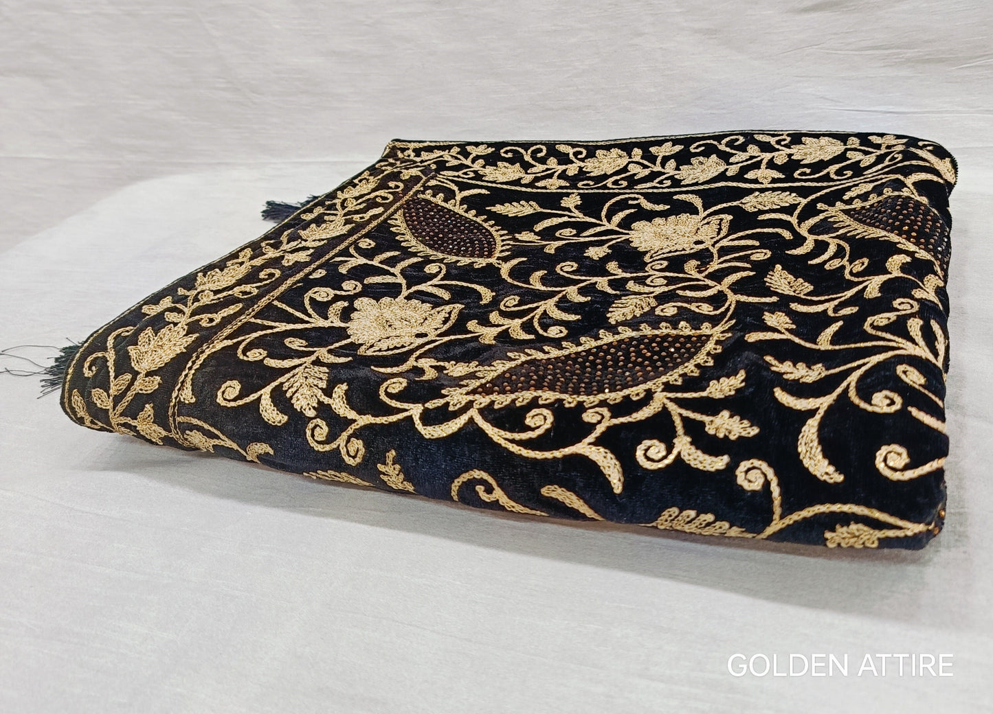 Black Velvet Groom Shawl: Embroidered Indian Wedding Stole