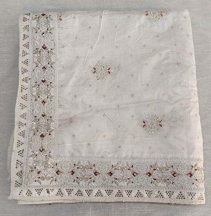 White Wedding Turban & Shawl Set: Indian Groom Safa