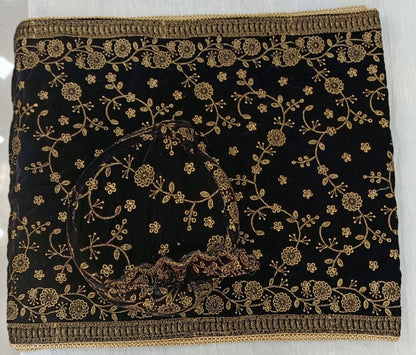 Black Wedding Turban & Shawl Set: Indian Groom Safa