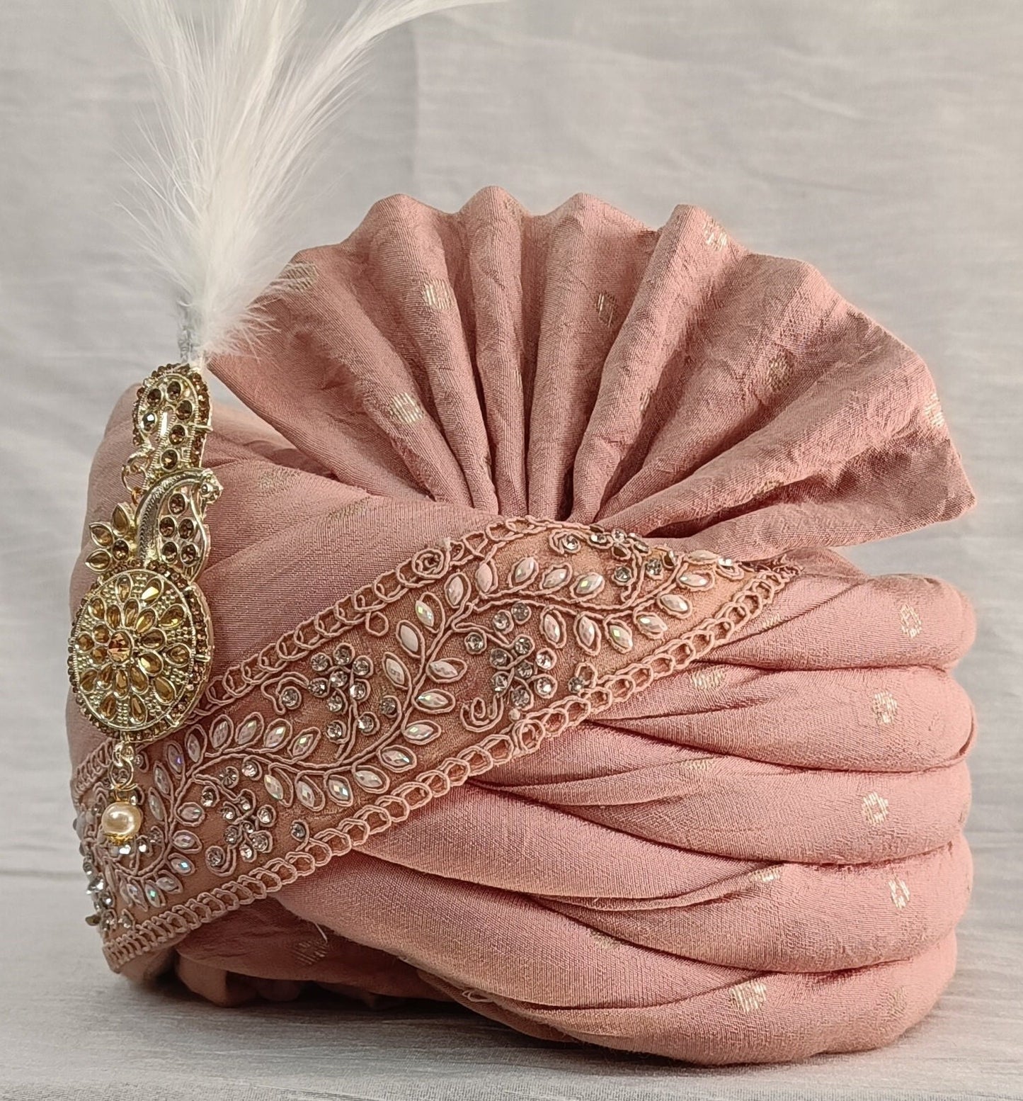 Dusty Rose Wedding Turban & Shawl Set, Indian Groom Safa