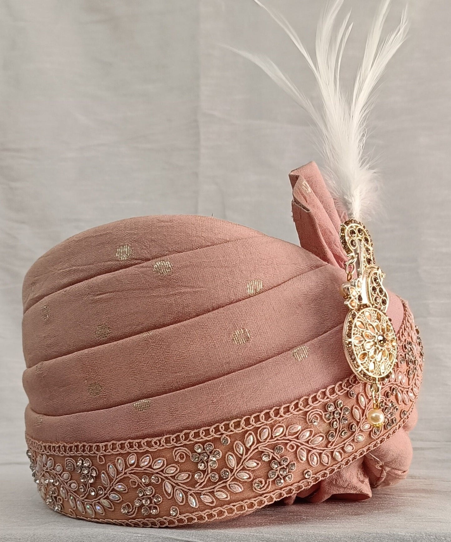 Dusty Rose Wedding Turban & Shawl Set, Indian Groom Safa