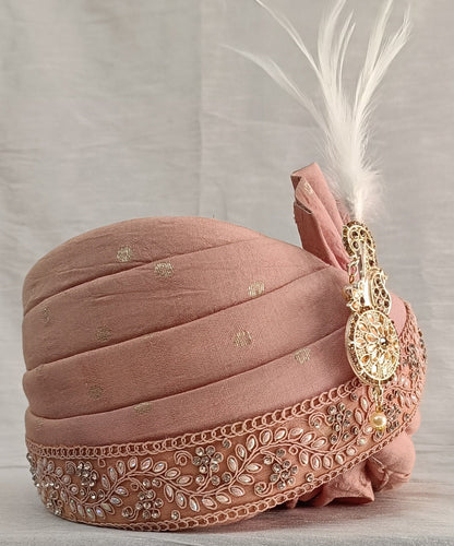 Dusty Rose Wedding Turban & Shawl Set, Indian Groom Safa