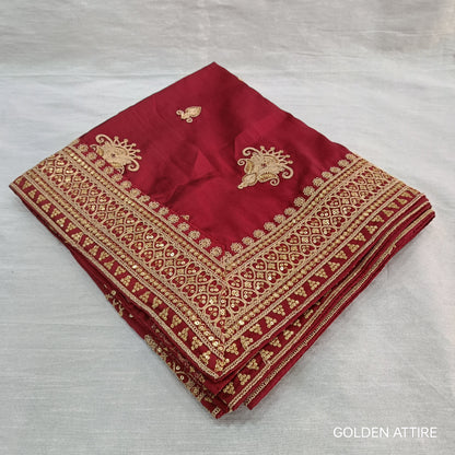 Red Wedding Shawl for Groom: Indian Sherwani Dupatta