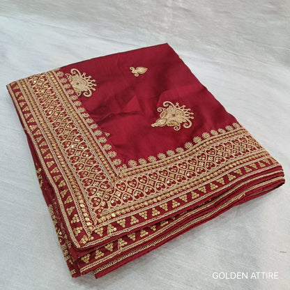 Red Wedding Shawl for Groom: Indian Sherwani Dupatta