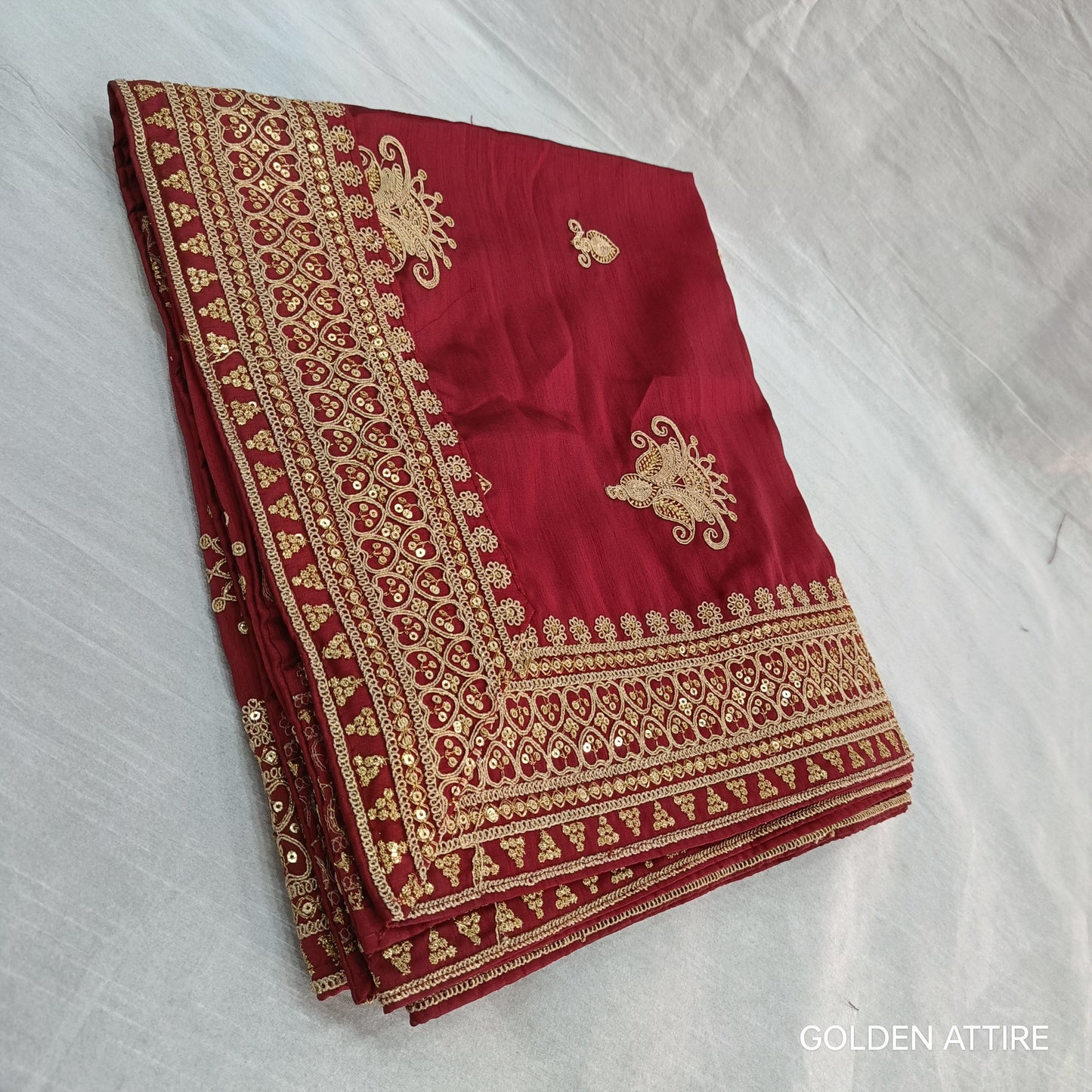 Red Wedding Shawl for Groom: Indian Sherwani Dupatta
