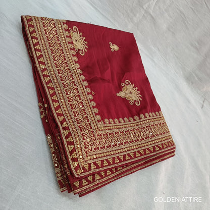 Red Wedding Shawl for Groom: Indian Sherwani Dupatta