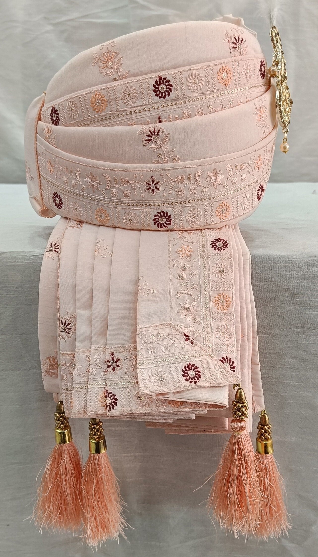 Wedding Turban & Shawl Set, Indian Groom Sherwani Ensemble