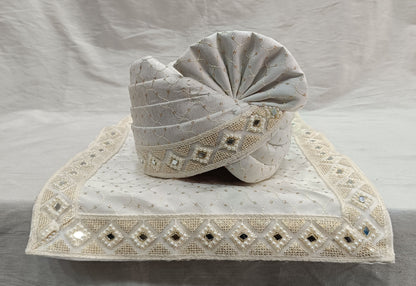 White Wedding Shawl for Men: Indian Groom Sherwani Dupatta