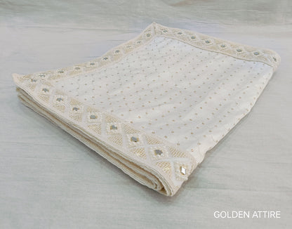 White Wedding Shawl for Men: Indian Groom Sherwani Dupatta