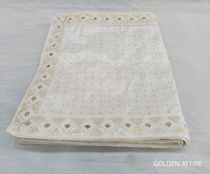 White Wedding Shawl for Men: Indian Groom Sherwani Dupatta