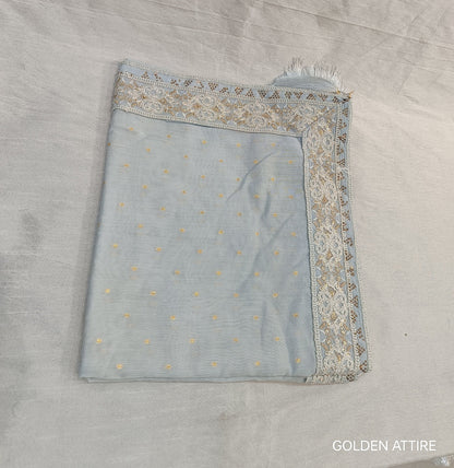 Grey Wedding Shawl for Men: Embroidered Sherwani Dupatta