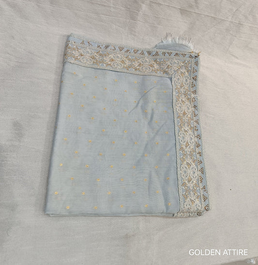 Grey Wedding Shawl for Men: Embroidered Sherwani Dupatta