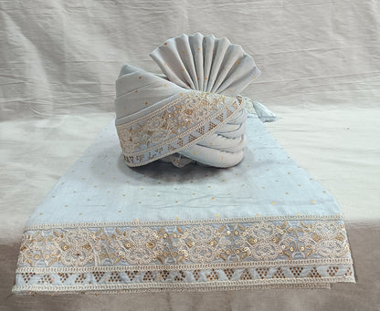 Grey Wedding Shawl for Men: Embroidered Sherwani Dupatta