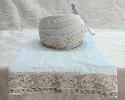 Grey Wedding Turban & Shawl Set: Indian Groom Safa