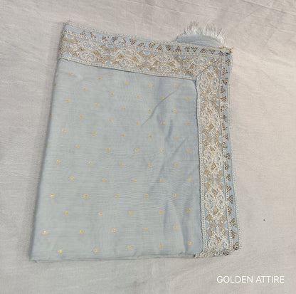 Grey Wedding Turban & Shawl Set: Indian Groom Safa