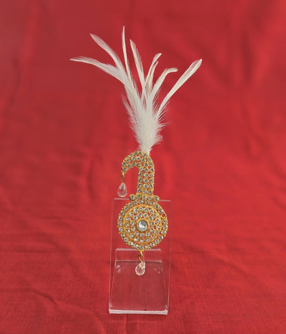 Kundan Turban Brooch, Indian Groom Kalangi Accessory