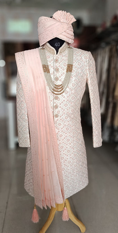 Pink Groom Sherwani, Indian Wedding Suit