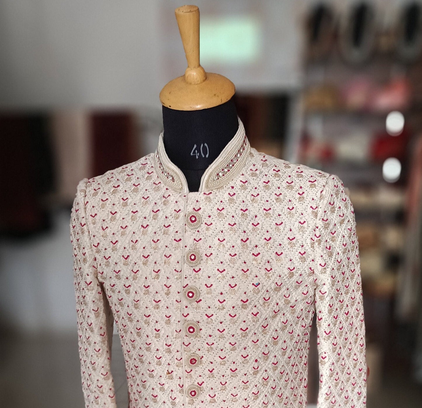 Charming Pink Wedding Sherwani: Indian Groom Outfit