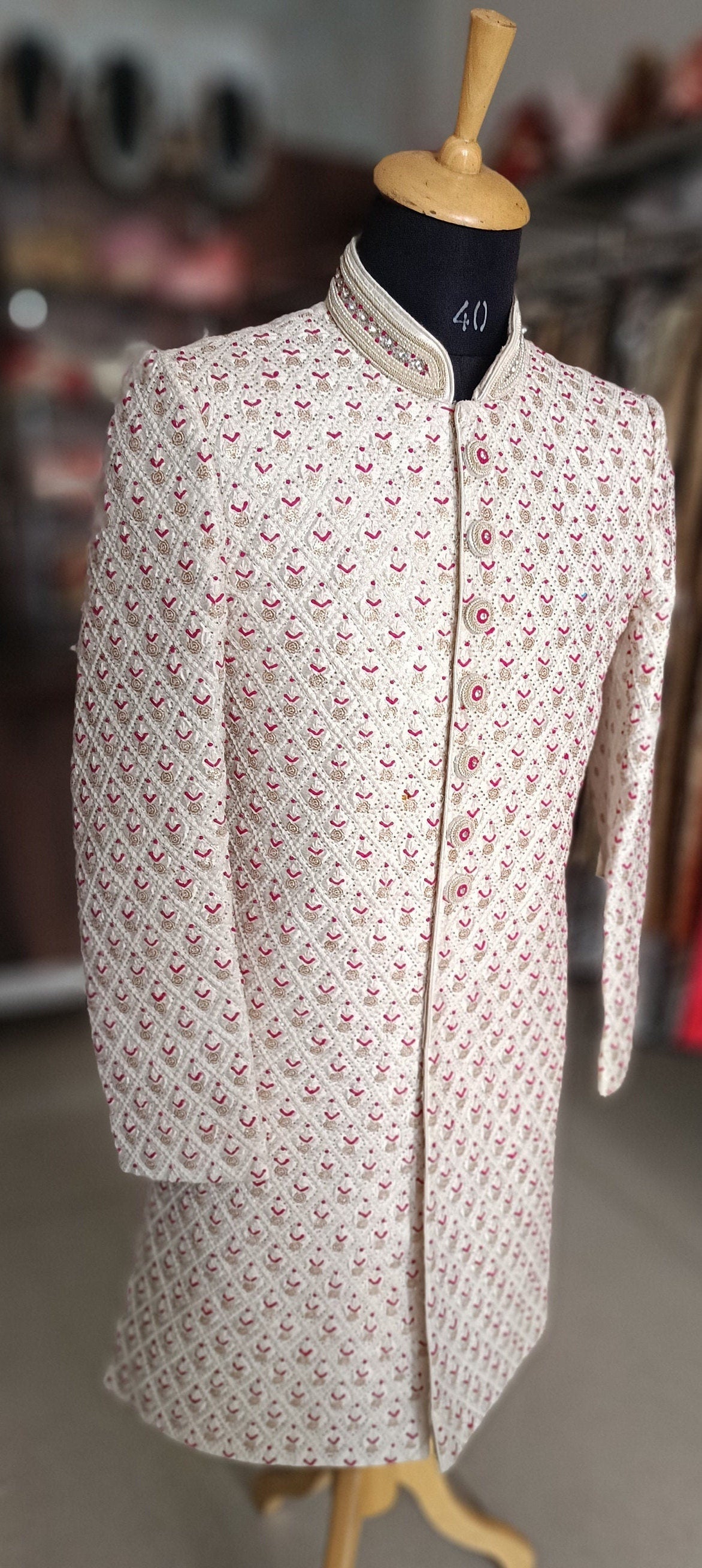Charming Pink Wedding Sherwani: Indian Groom Outfit