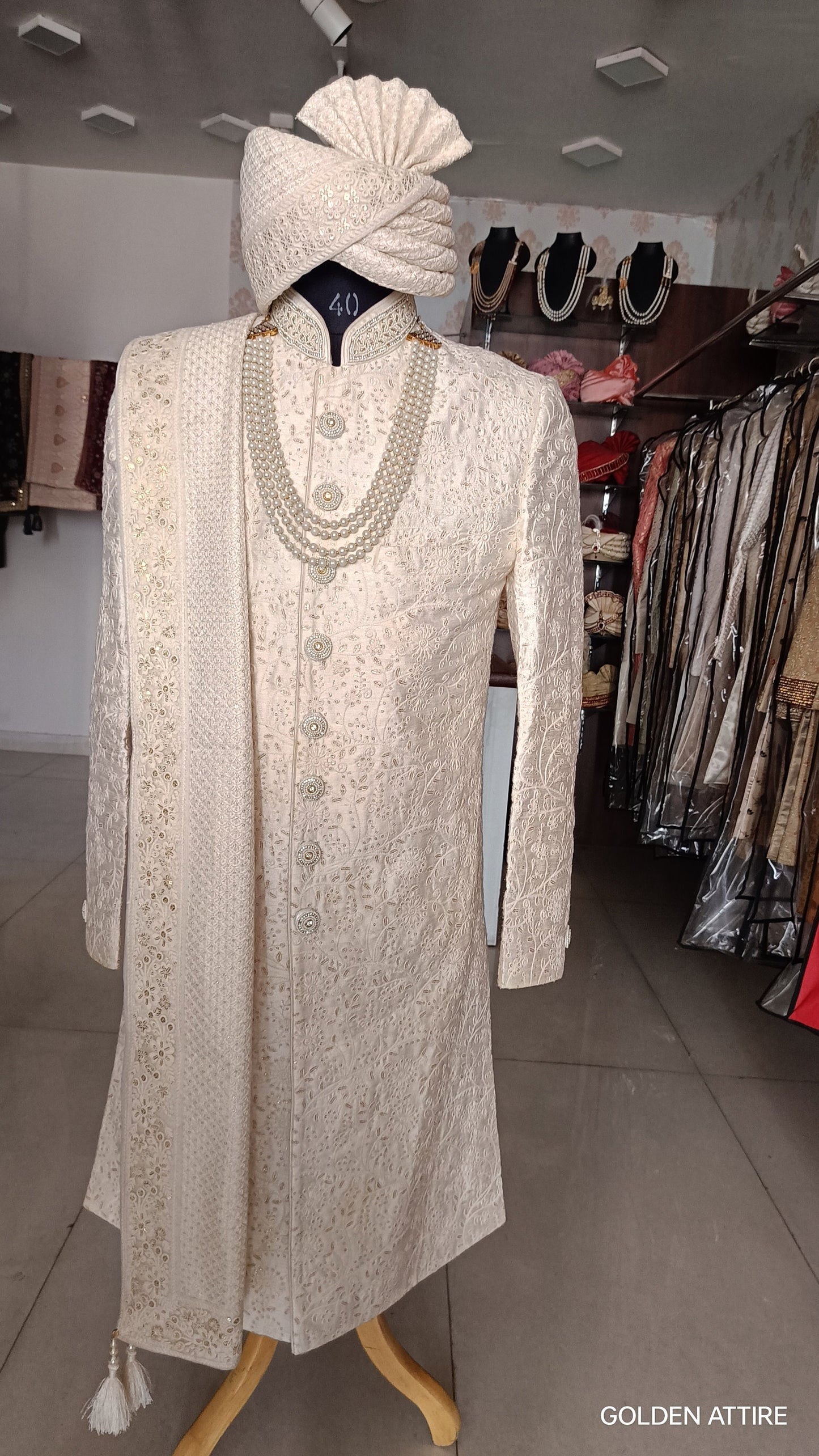 Wedding Sherwani Set, Classic Groom Outfit