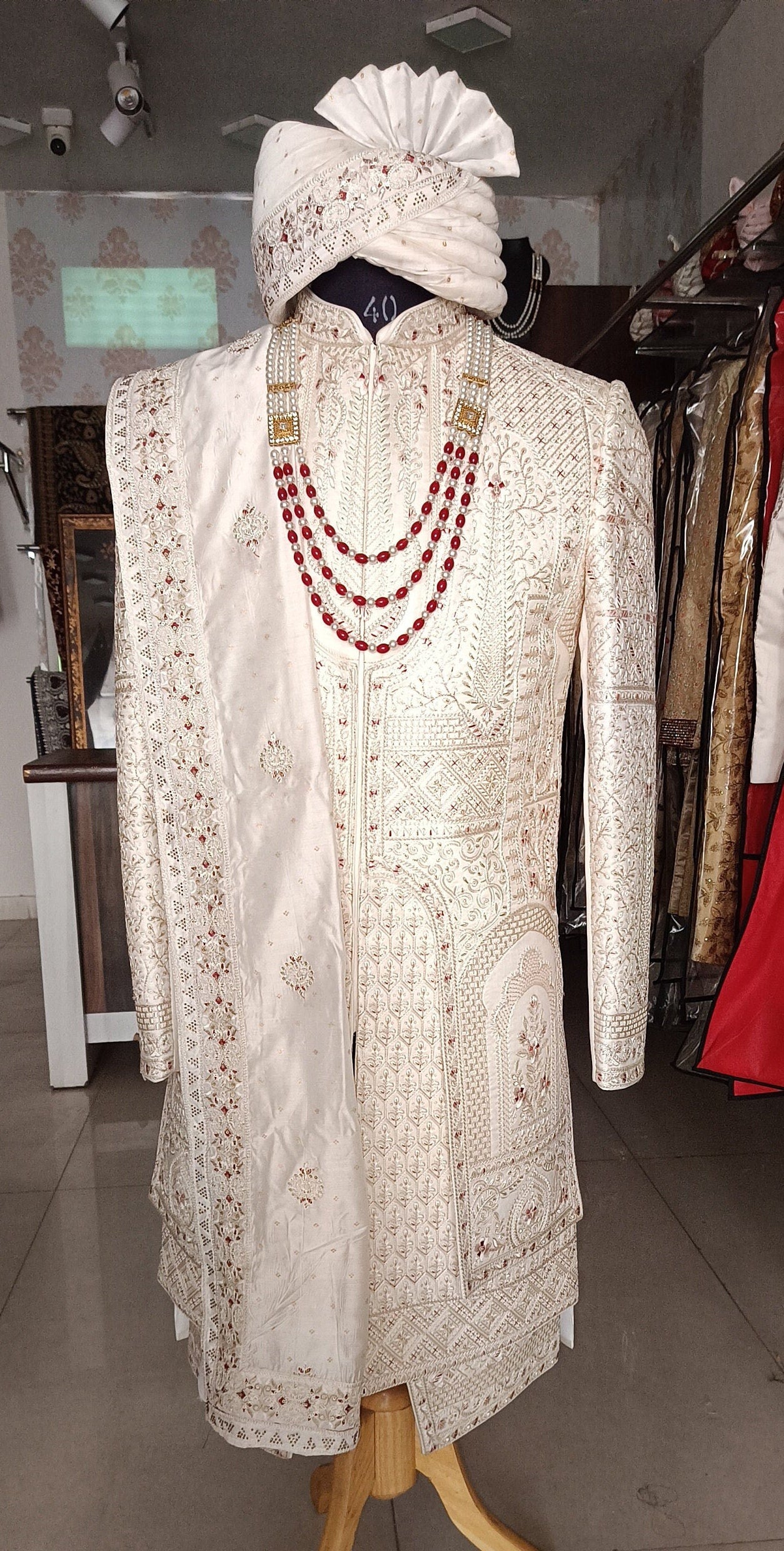 Thread Embroidered Groom Sherwani, Indian Wedding Outfit