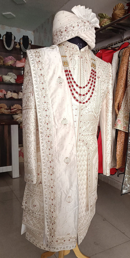 Thread Embroidered Groom Sherwani, Indian Wedding Outfit