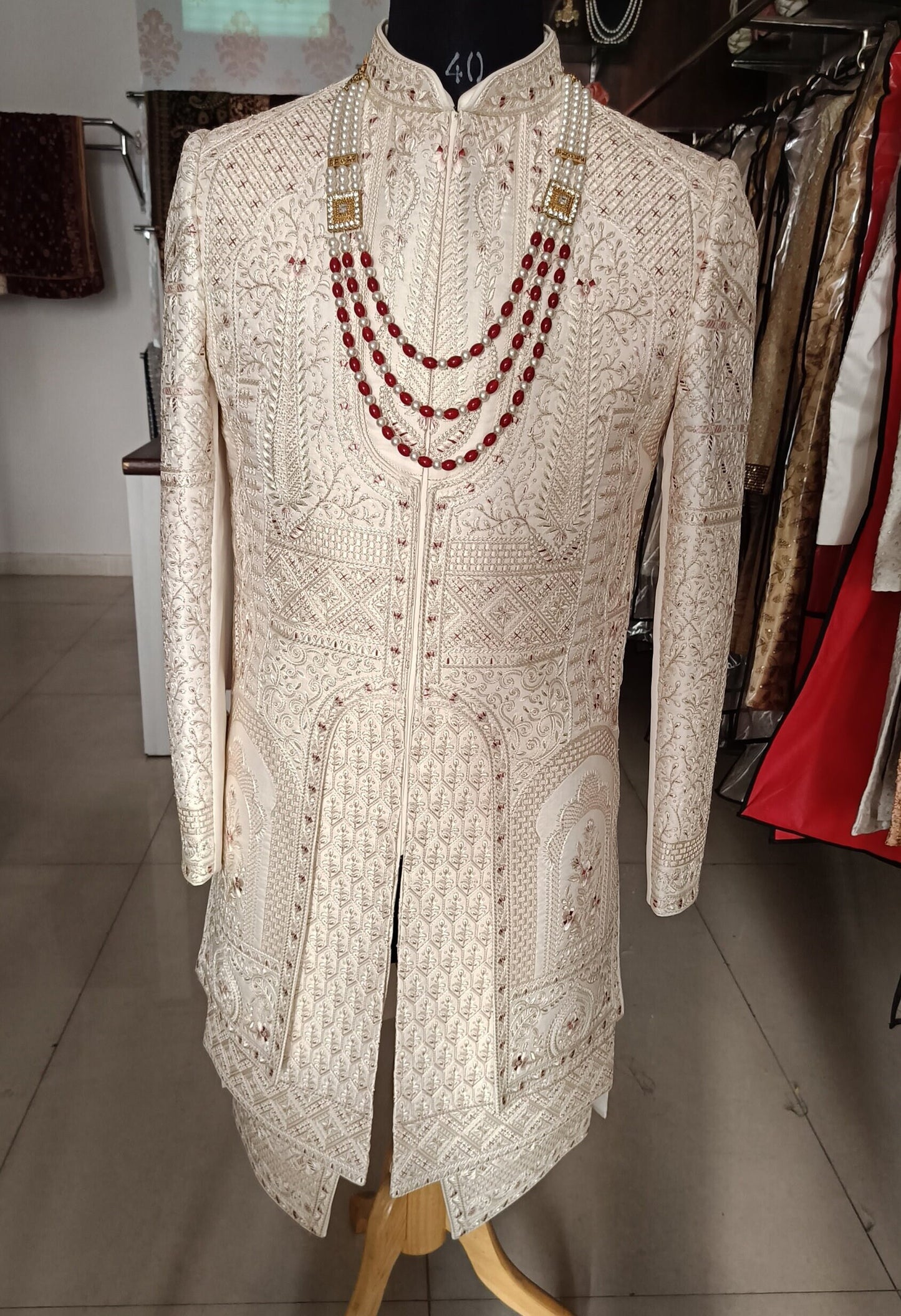 Thread Embroidered Groom Sherwani, Indian Wedding Outfit
