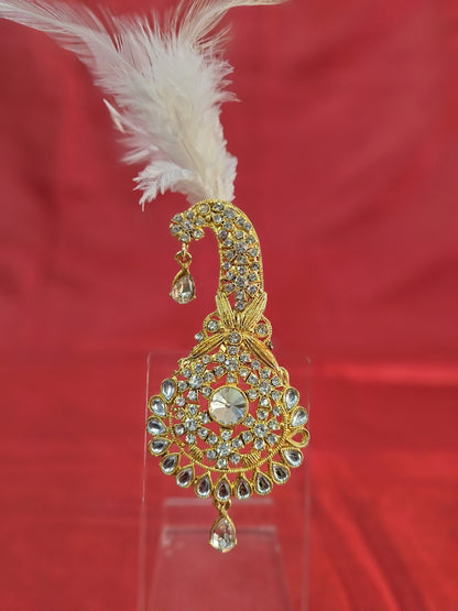 Groom Turban Brooch Indian Wedding Kilangi, Beaded Broach