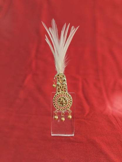 Groom Turban Brooch, Indian Wedding Safa Golden Kalangi