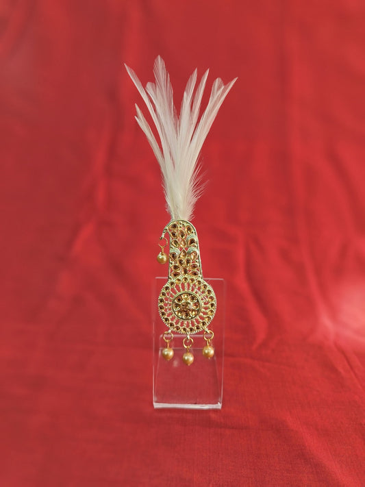 Groom Turban Brooch, Indian Wedding Safa Golden Kalangi