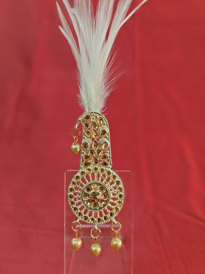 Groom Turban Brooch, Indian Wedding Safa Golden Kalangi