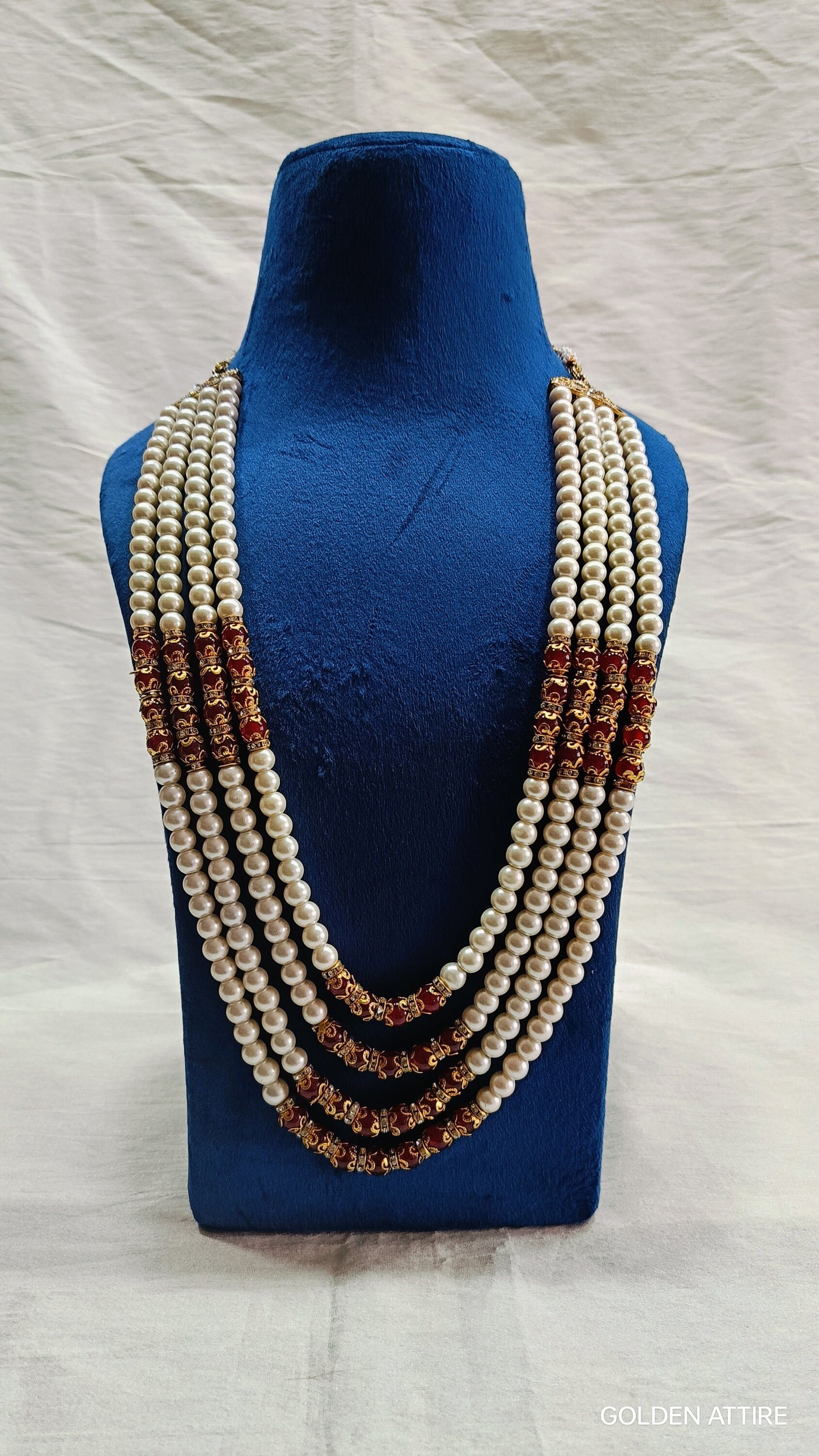 Groom Wedding Necklace: Pearl & Stone Sherwani Mala