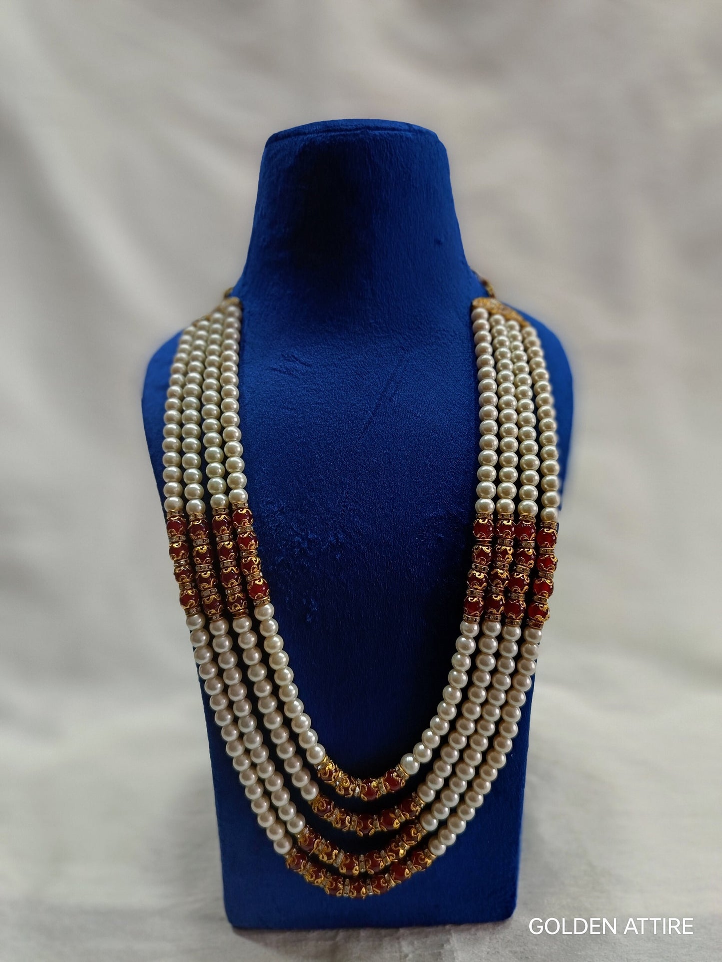 Groom Wedding Necklace: Pearl & Stone Sherwani Mala