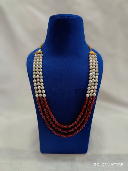 Ivory Pearl Groom Necklace: Sherwani Kantha Wedding Jewelry